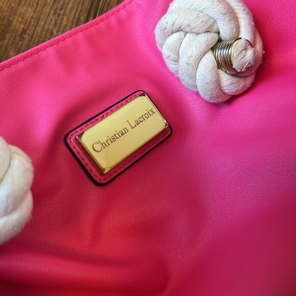 Christian Lacroix large Floral Yellow and Pink rope handle Tote Bag - Picture 6 of 12